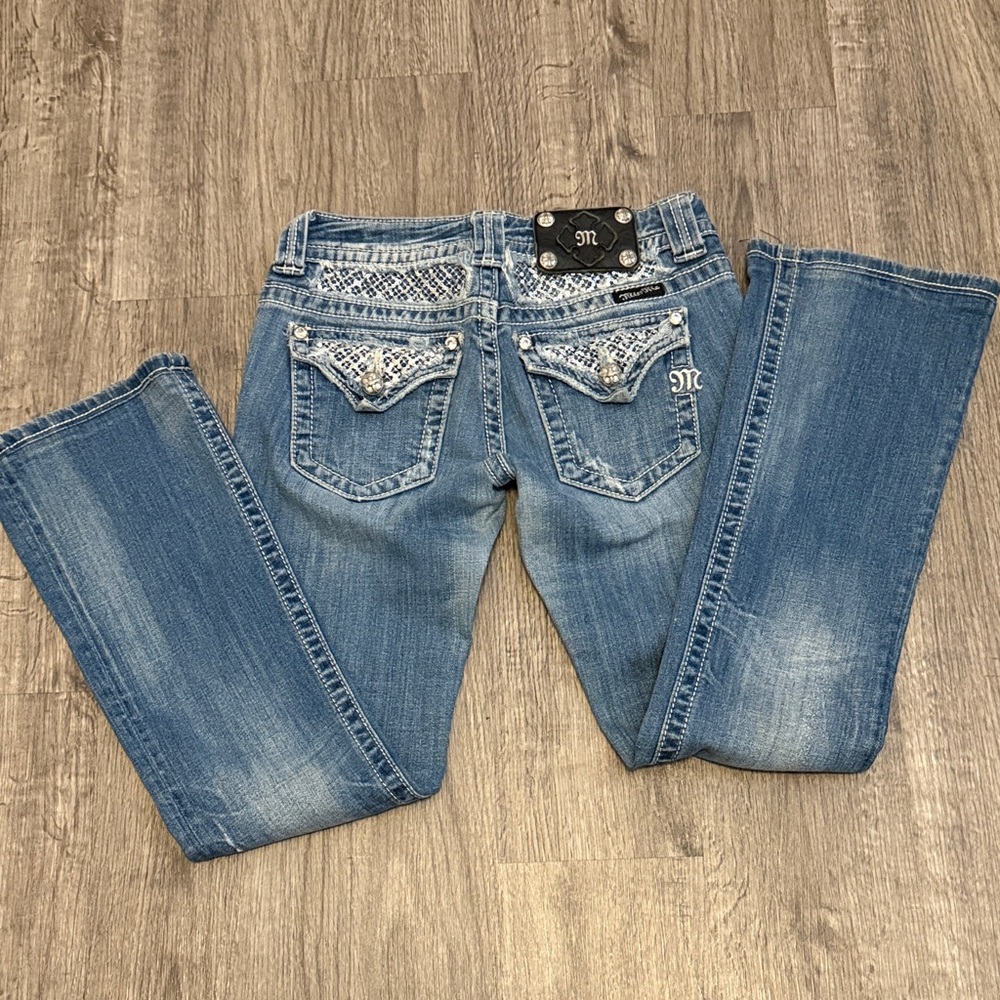 Miss Me Denim Boot Cut Jeans with Embellished Pockets - Picture 3 of 7